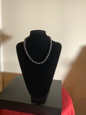 Classic Black Hematite Beaded Necklace with magnetic clasp 18 inches